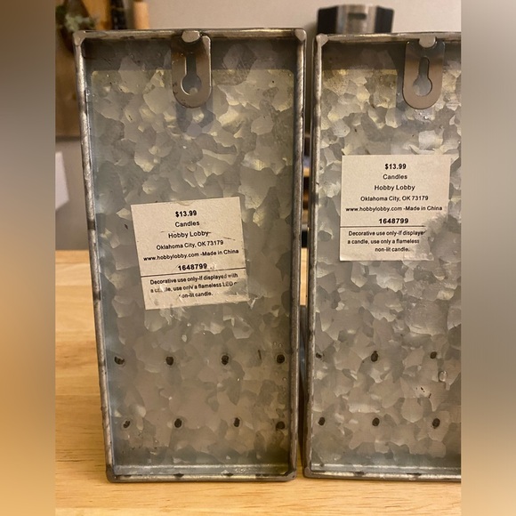 Set of Hobby Lobby Galvanized Candle Holder - Picture 2 of 8